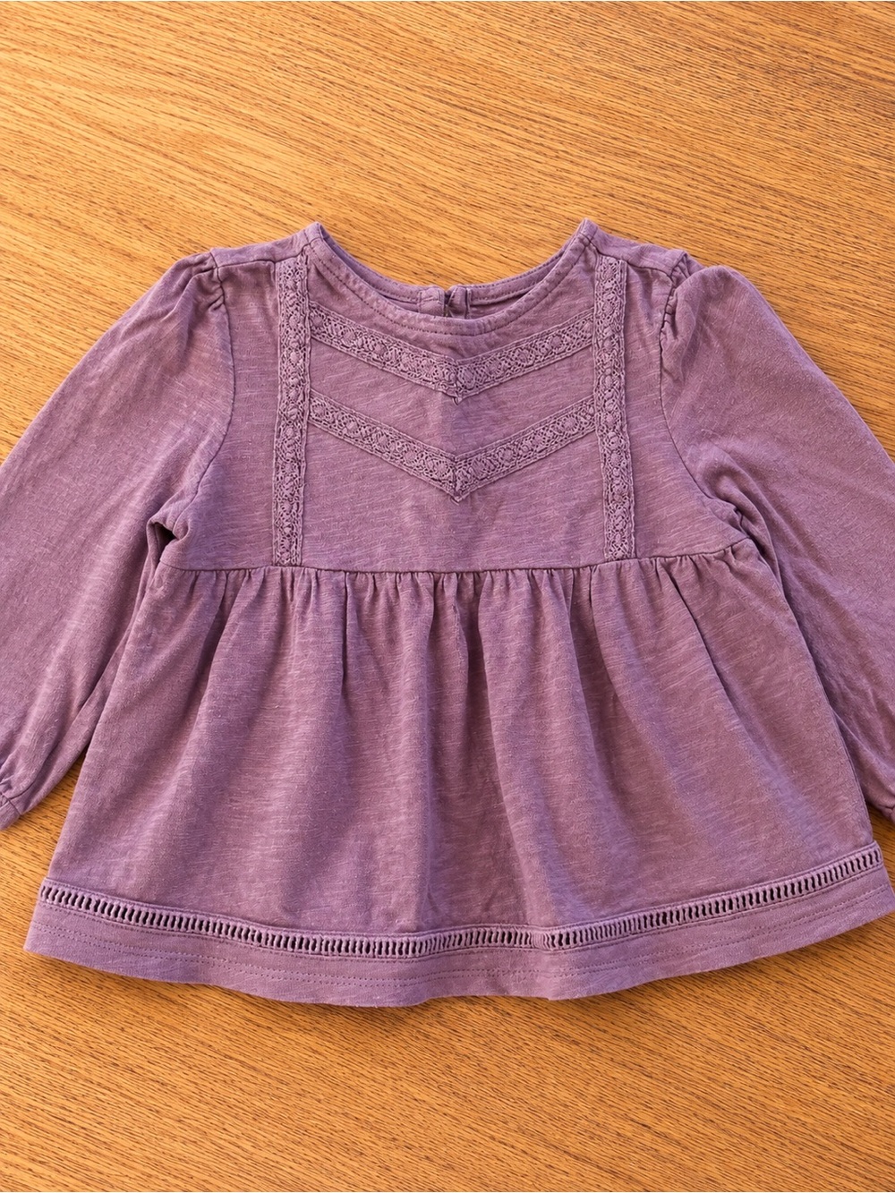 Old Navy Toddler Girls Mauve Boho Peasant Top | Long Sleeve Lace Detail Shirt